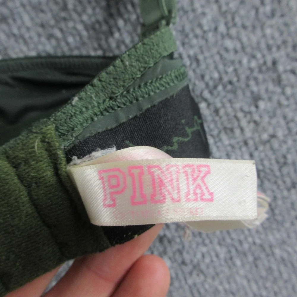 PINK Wear Everywhere Push-Up Bra Womens 34B Green Padded Underwire Everyday